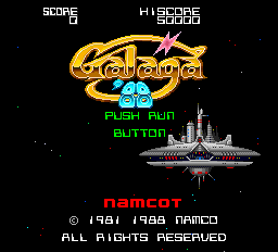 Galaga '88 title screen for PC Engine